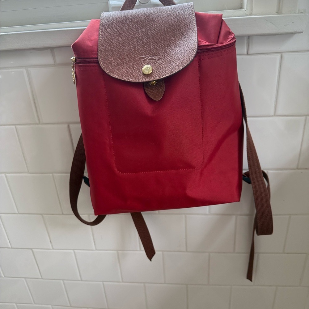 Longchamp Red and Brown Women's Backpack
